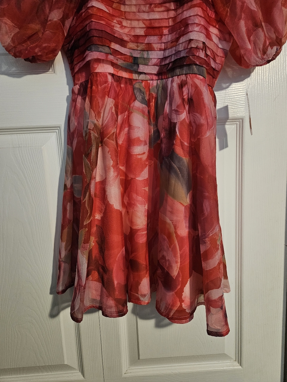 NWT Girl's Puff Sleeve Pleated Bodice Babydoll Dress Size 10 - Picture 3 of 8